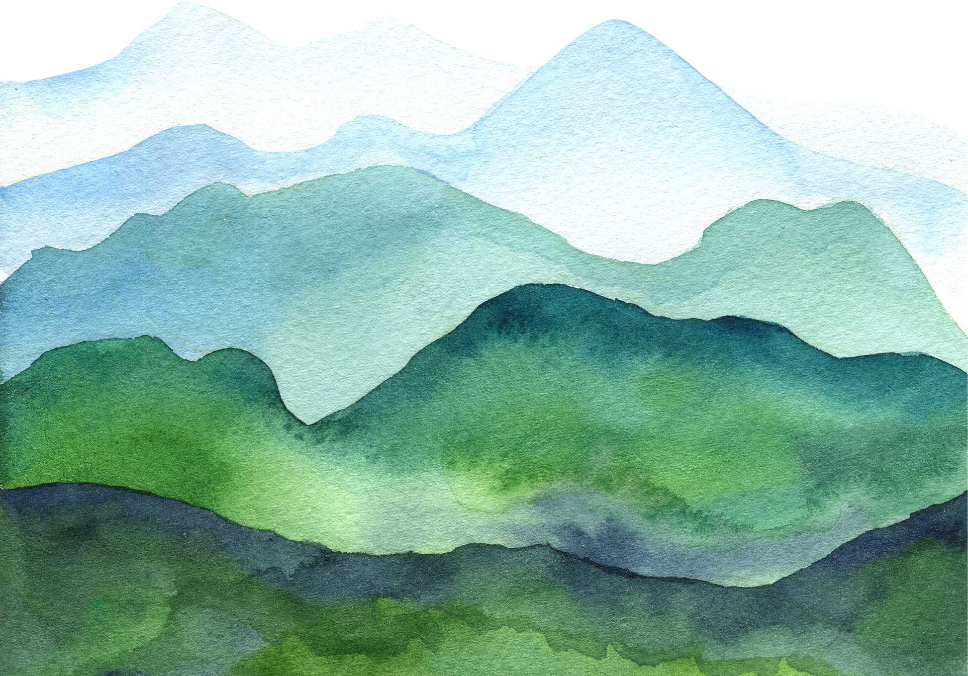 Watercolor Landscape with Mountains